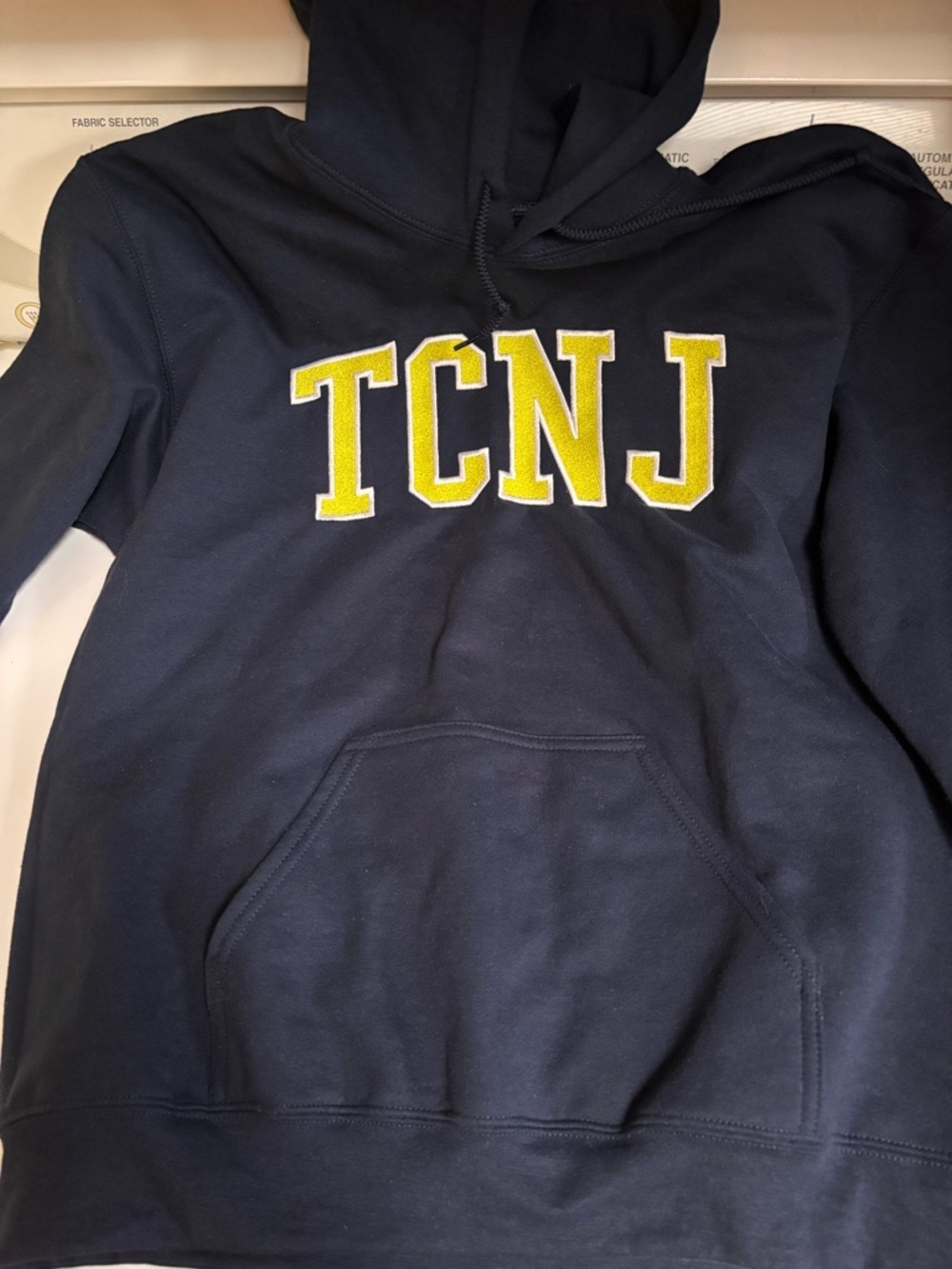 Gildan Navy Hoodie with Yellow TCNJ Lettering